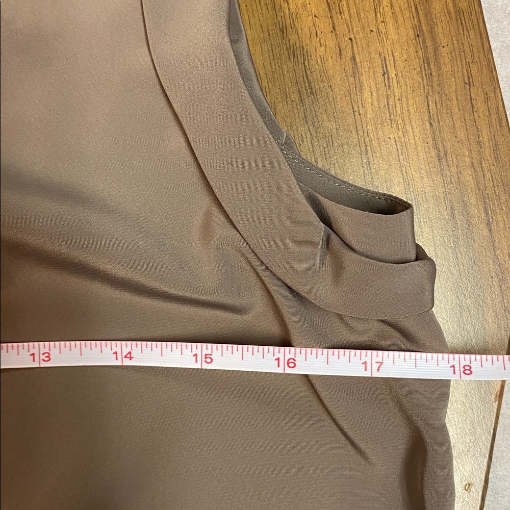 Ann Taylor Loft Satin Brown Sleeveless Top with Cream Sequins Size MP - Picture 7 of 9